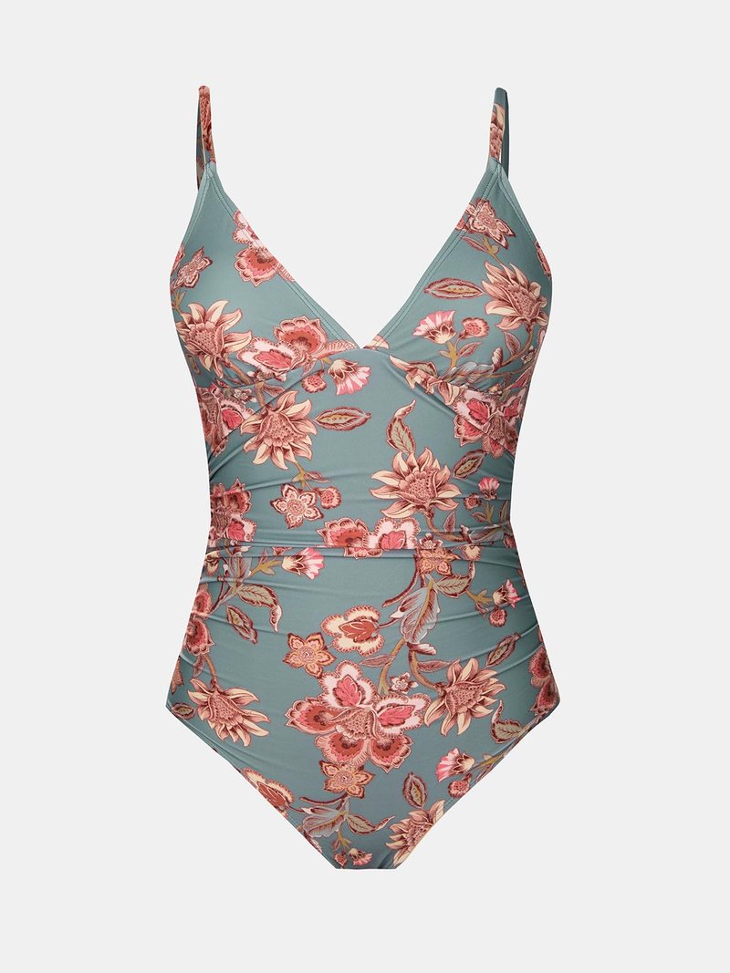 CUPSHE Women's One Piece Swimsuit Tummy Control Bathing Suit V Neck Swimwear L