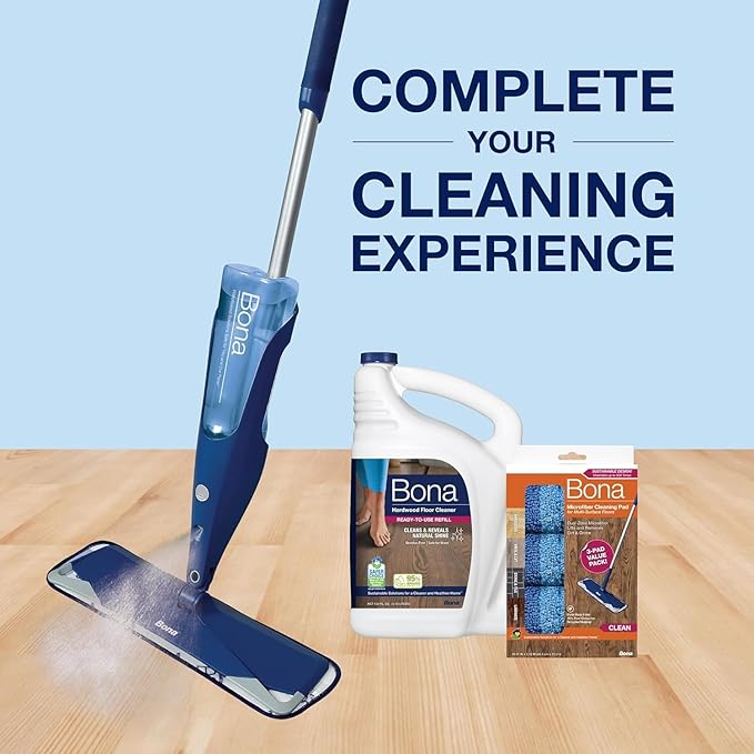 Bona Hardwood Floor Cleaner Spray Mop Cartridge - 34 fl oz - Unscented - Refillable - Residue-Free Floor Cleaning Solution for Bona Spray Mops for Wood Floors