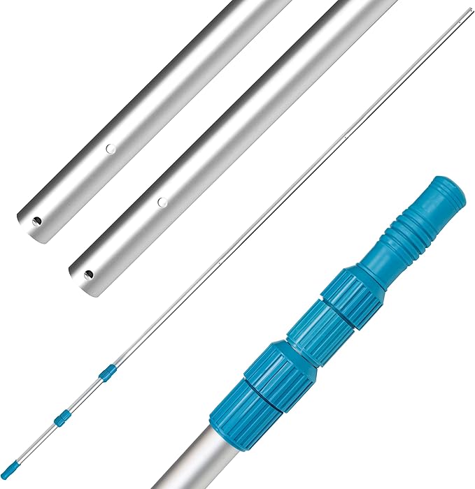 U.S. Pool Supply Telescoping Pole 15-Foot Aluminum Pool Pole Telescopic Cleaning, Adjustable 5 Piece Expandable Step-Up - Secure Locking Cams, Attach Connect Skimmer Net Rake Brush Vacuum Heads Hoses