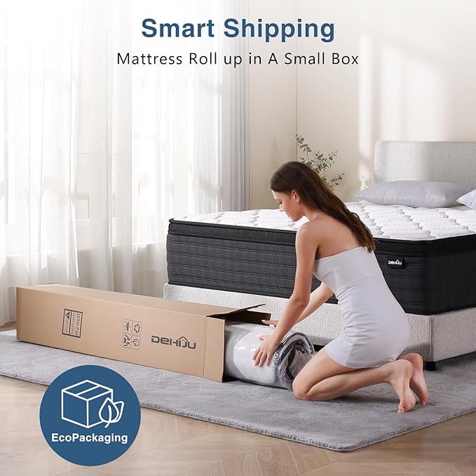 King Size Mattress, 12 Inch Hybrid Memory Foam King Mattress in a Box, Pressure Relief, Medium Firm, CertiPUR-US