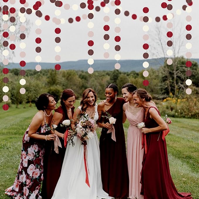 Brown Burgundy Champagne Dusty-Pink Party-Decorations - 33pcs Banner,Streamers Tassel Garland,Fall Boho Baby Shower,Wedding Tissue Pom Poms Honeycomb,Paper Lantern Fan,Birthday,Engagement Hugtmr