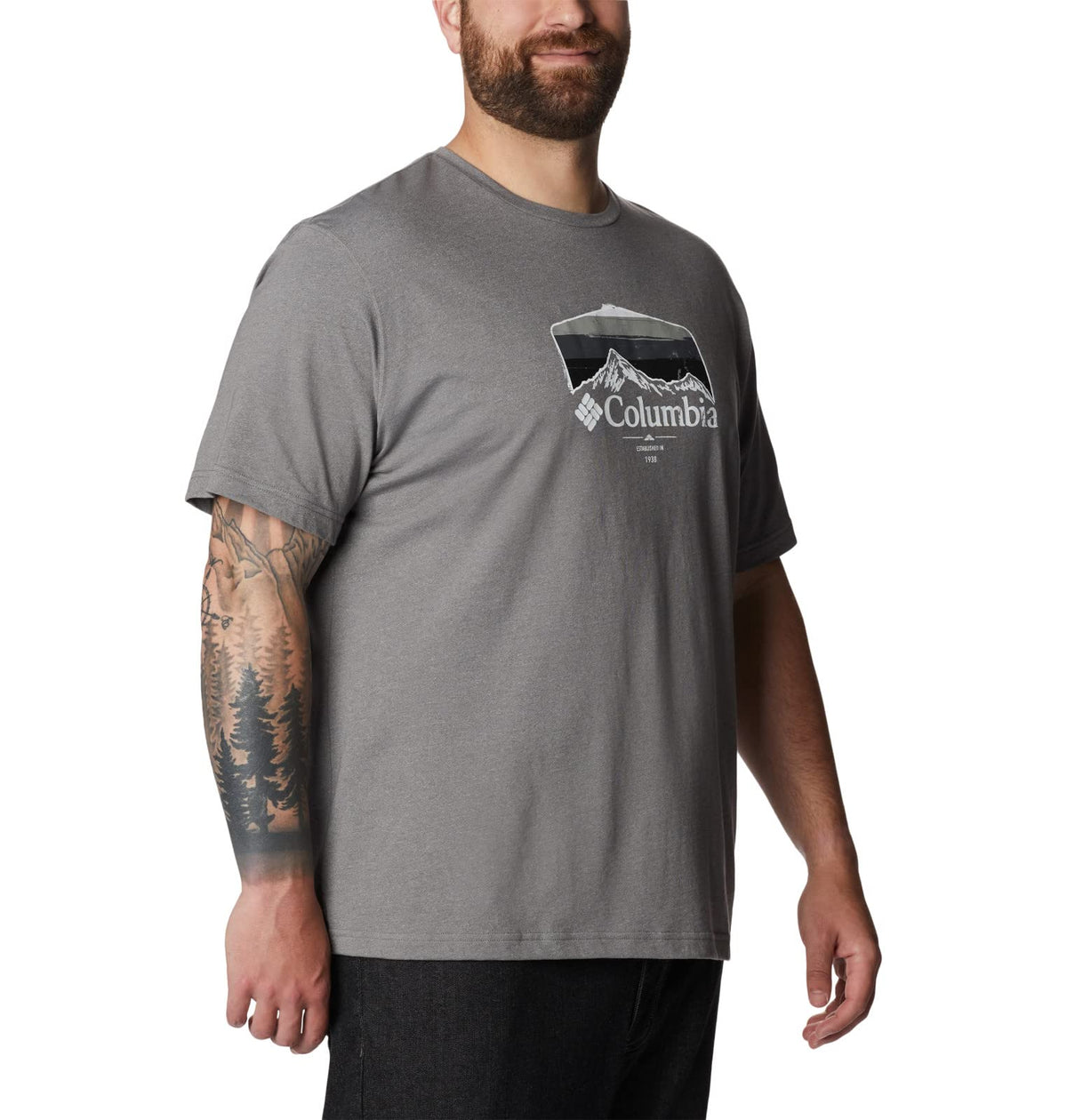 Columbia Men's Thistletown Hills Graphic Short Sleeve, City Grey Heather/Hikers Graphic, 2X Big