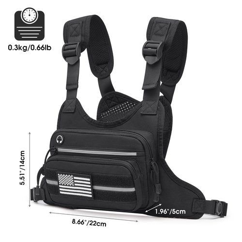 G4Free Tactical Chest Bag for Men, Quick Access Chest Rig Vest, EDC Chest Pack for Running, Hiking, Cycling (Black)