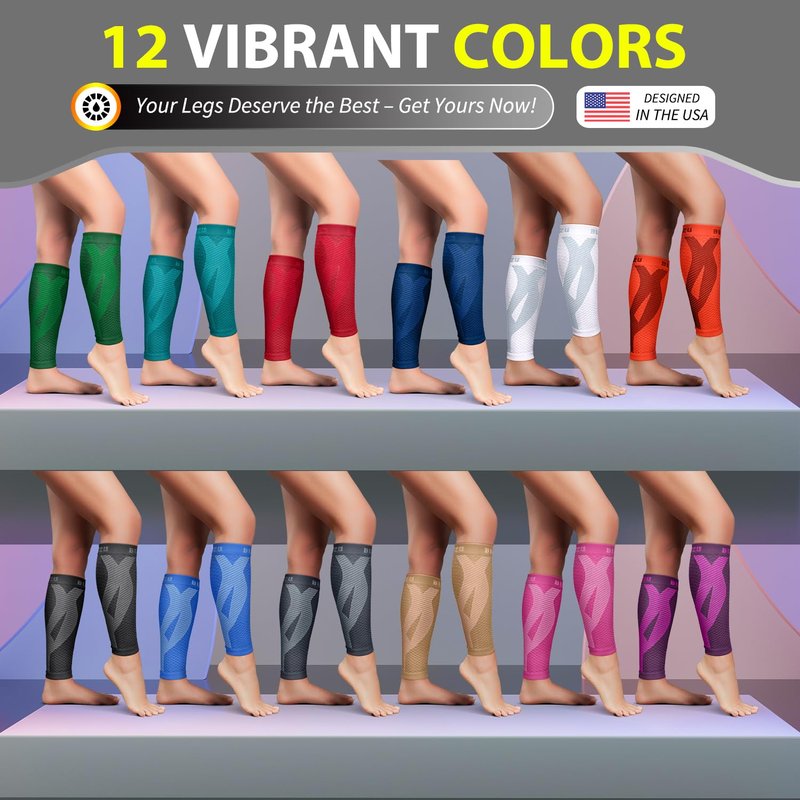 BLITZU Calf Compression Sleeves for Men and Women. Footless Compression Socks Support for Varicose Vein, Nursing, Running. Leg Sleeve Brace for Shin Splints, Pain Relief & Reduces Swelling White 3XL
