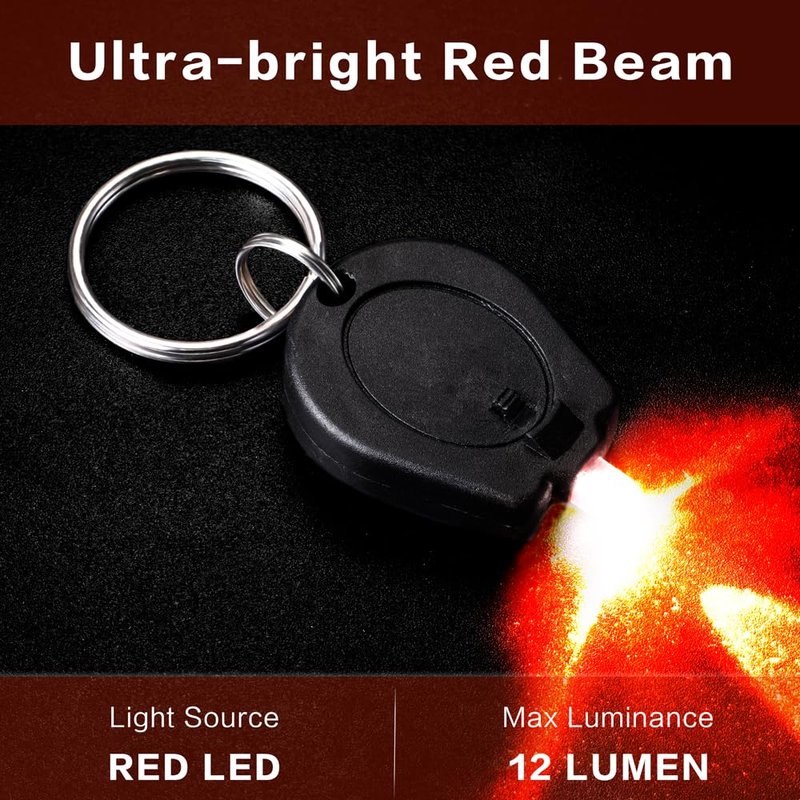 RaySoar 12 Pack Ultra Bright Red LED Keychain Flashlight, Red Keychain Flashlight for Night Observation