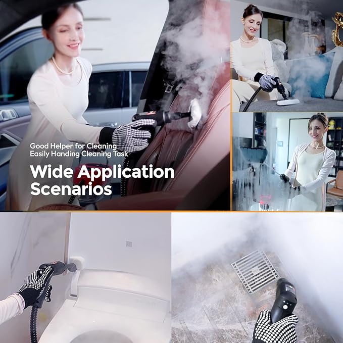Steam Cleaner, 2500w Steamer for Cleaning, 3-Garde Adjustable Handle, 1.6L Water Tank, Steam Cleaner for Home, Fast Heat Handheld Steam Cleaner, Handheld Steamer for Car, Furniture, Kitchen, Bathroom