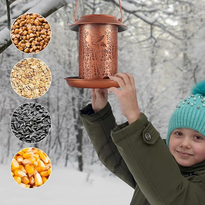 2 Pack Bird Feeders for Outdoors Hummingbird Garden Decor Gifts for Women Mom Grandma Solar Lanterns Outdoor Waterproof Metal Solar Decoration OutsideLED Lanterns for Yard, Patio, Lawn, Pathway