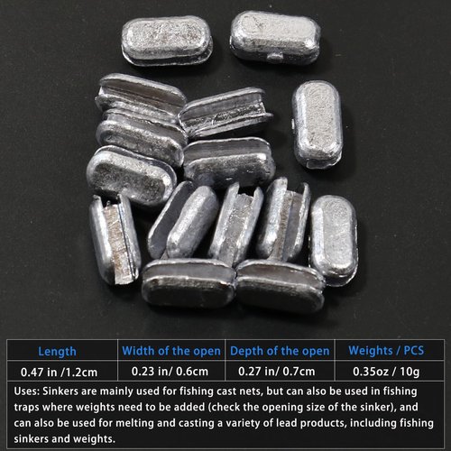 Fishing Cast Net Easy Installation Lead Sinkers 0.35oz / 10g Throw Net Sinkers Add Weights Kit for Casting Net Sinker for Freshwater Saltwater 99.9% Pure Lead 41PCS