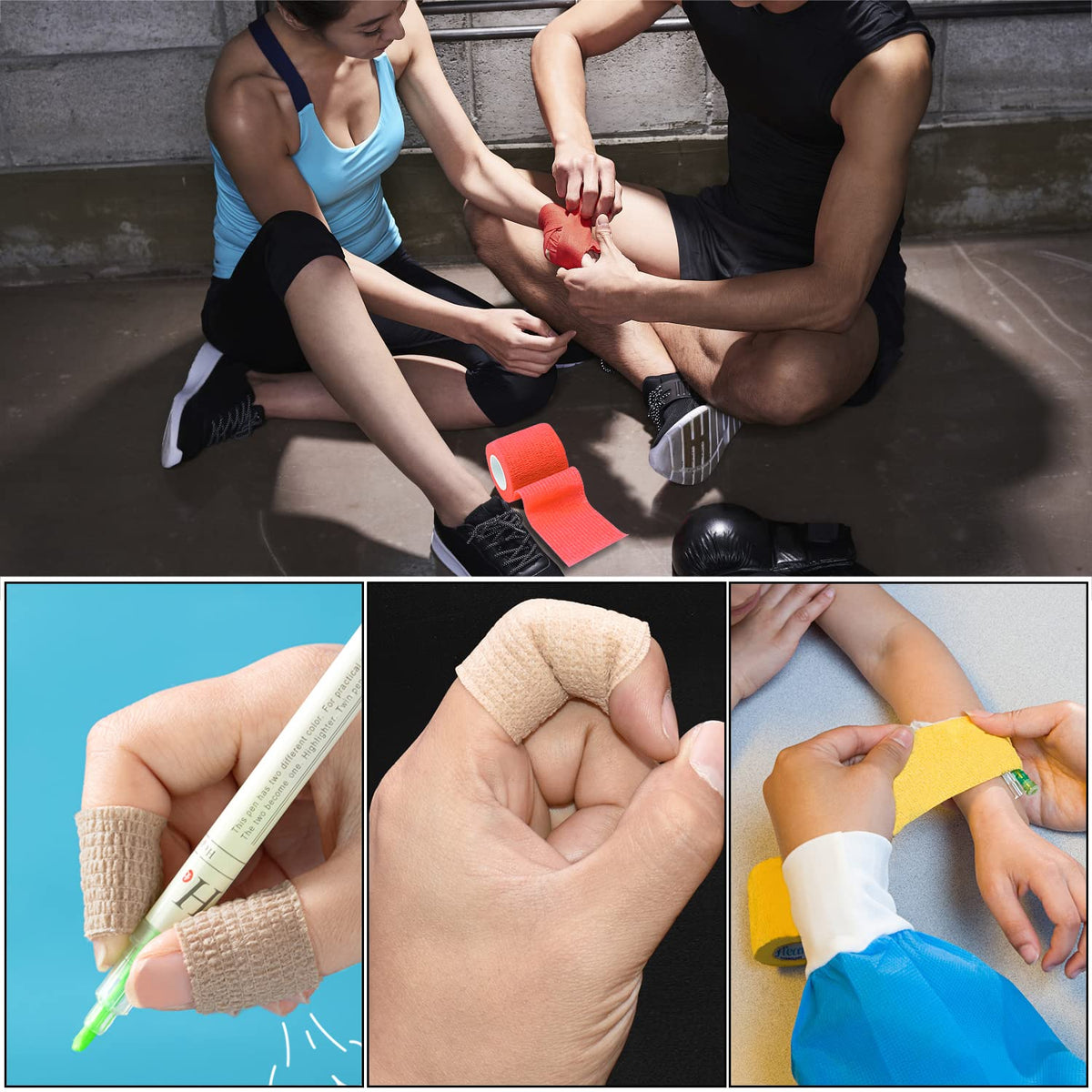 2" Self Adhesive Bandage Wraps, 6pcs Vet Wraps, 6 Colors, 5 Yard Self Adherent Wraps for Sports, Wrist, Ankle and Swelling