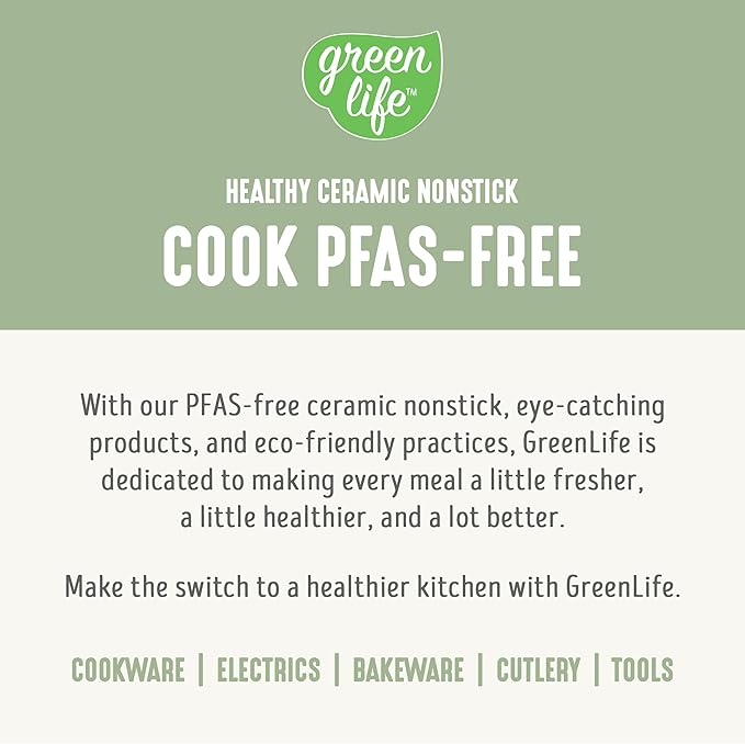 GreenLife Nonstick 12” (5QT) All in One Deep Skillet Wok with Lid, PFAS-Free Non-Toxic Ceramic Multi-Purpose Pan, Induction, All Stovetop, Egg, Stir Fry, Saute, Stay Cool Handle, Sage Green