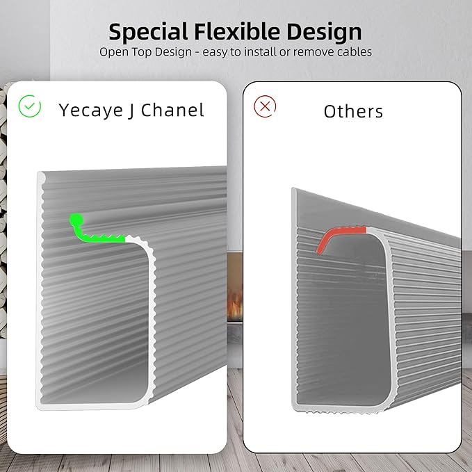 YECAYE 157in Cable Management, Cord Organizer,Easy Install Self-Adhesive Cable Organizer,Cord Management, Desk Wire Holder for Office Organization,Child and Pet Proofing, Grey