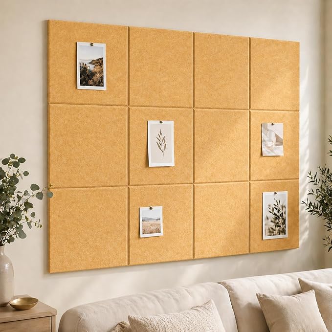 Large Cork Boards for Walls – 36" x 24" Self Adhesive Felt Wall Tiles