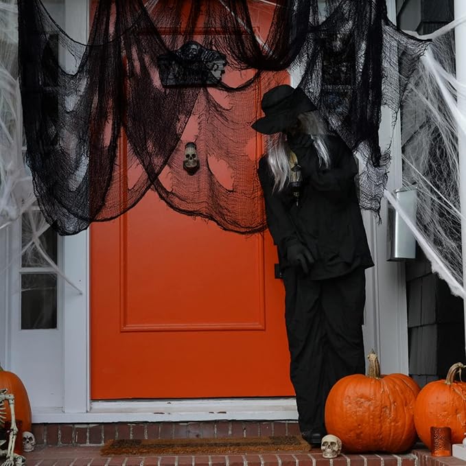 ZeeDix Halloween Black Creepy Cloth 79 x 200in Giant Spooky Cheesecloth Halloween Decoration Scary Gauze Cloth for Party Supplies Haunted Houses Outdoor Yard Home Wall Doorways Decor