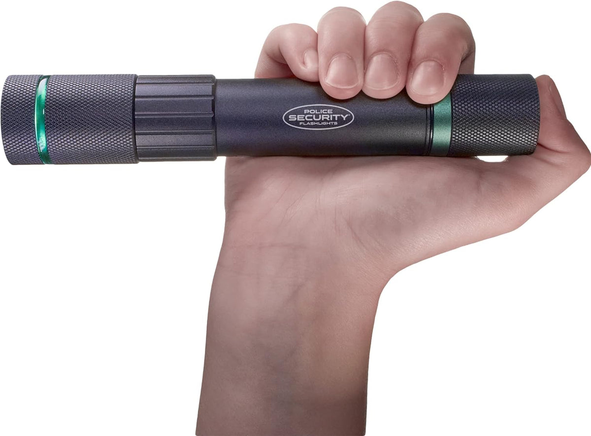 Police Security Dover 1000 Lumen Rechargeable Flashlight – USB-C Charging Cable Included, Slide Focus, 6-Hour Runtime, Impact Resistant – w/Belt Clip.