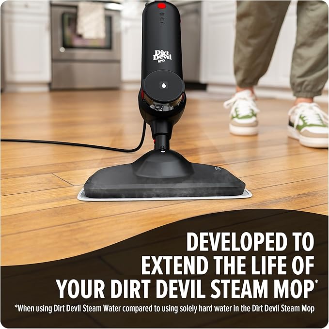 Dirt Devil Steam Water Hard Floor Cleaner, 32 oz., Spring Meadow Scent, Natural Hard Floor Demineralized Water Cleaner, For Use on Sealed Hard Floors, Pair with Dirt Devil Steam Mop