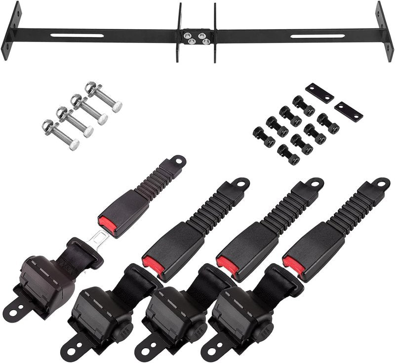 Universal Golf Cart Retractable Seat Belts and Bracket Kit 4 Passenger for Club Car,EZGO Yamaha etc. Golf Cart