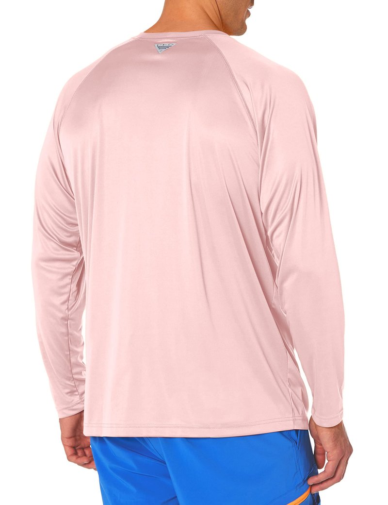 Columbia Men's Terminal Tackle Long Sleeve Shirt, Cherry Blossom/Vivid Blue, Medium