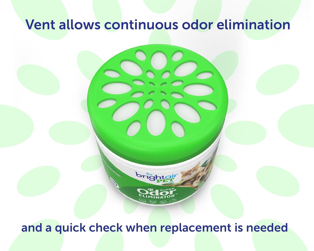 Bright Air 14 oz. Super Odor Eliminator, for Medium-Size Spaces, Cool Citrus Scent, Case of 6, Air Freshener, Natural Essential Oils, Lasts Up to 90 Days Each