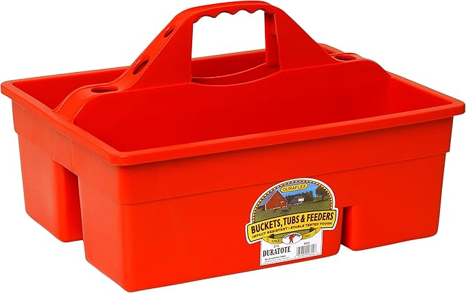 Little Giant® Plastic DuraTote | Horse Grooming DuraTote | Durable Tote Box Organizer with Easy Grip Handle | Extra Thick Sidewalls | Red