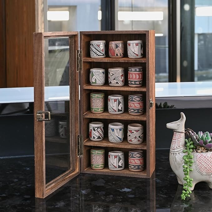 Ikee Design Wall Mounted Wooden Collectible Display Case 5 Shelf Display