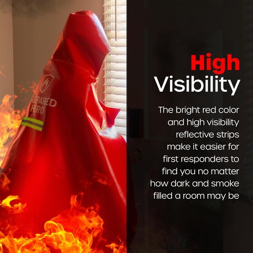 Prepared Hero Flame Shield 1 Pack - Resistant Up To 1100 Degrees - CE Certified - Fire Cape - Fire Cloak - Fireproof Clothing - Fireproof Hooded Cloak - Emergency Fire Blanket For Home