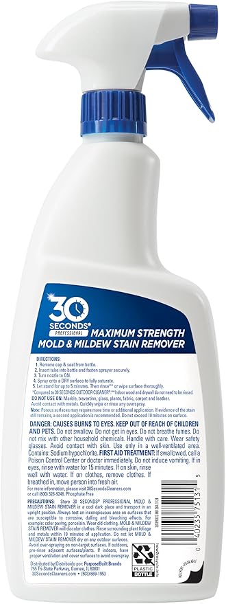 30 SECONDS Pro Mold and Mildew Stain Remover | Scrub Free | Brighter Results Instantly | Ready To Use | 32 Fl. Oz. (2 PACK)