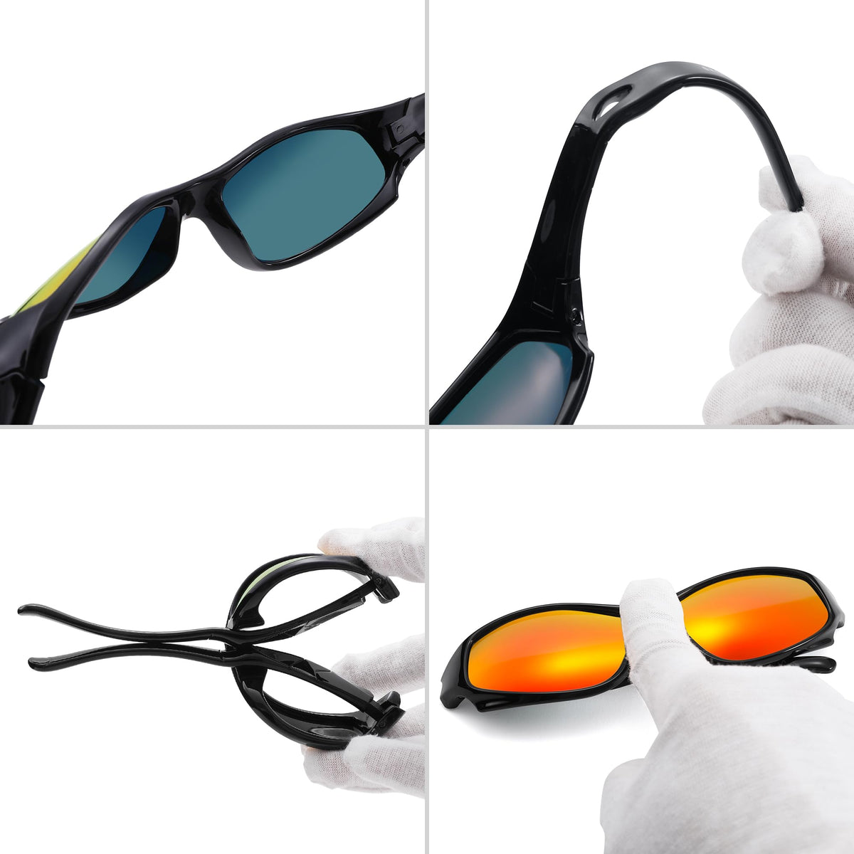 LIU·WEN Kids Sports Polarized Sunglasses - Flexible Youth Baseball Beach Sun Glass With Strap for Boys Girls Age 4-12(Black/Orange Mirrored)