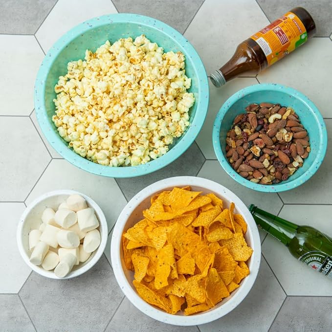 Confetti Nesting Mixing Bowls Set - 4-Piece Colorful Kitchen Bowls (18oz, 1.25QT, 2.5QT, 4QT) - BPA-Free, Dishwasher Safe, Space-Saving Design Eggshell Color
