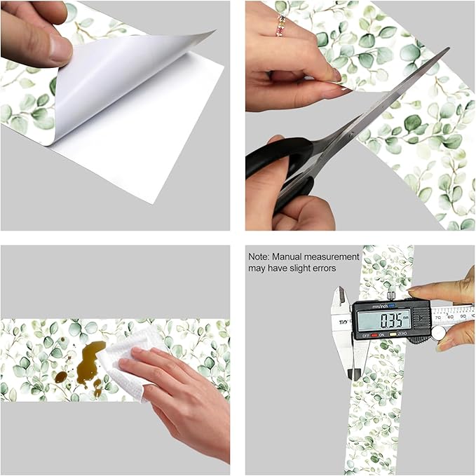 HOMETITUTE Wallpaper Border Peel and Stick Botanical Leaf Texture Decorative