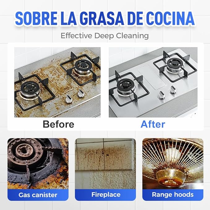 Multi-Purpose Powerful Cleaner for Kitchen, Upgrade Heavy Kitchen Grease Remover, 3 In 1 Coconut Oil Natural Cleanser for Faucets, Tiles, Oven & Stove Top (3)