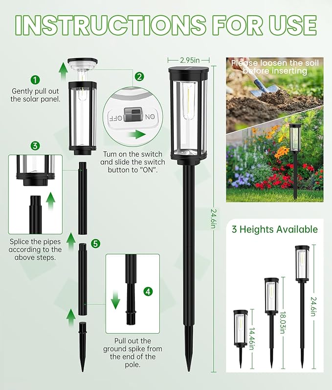 Bright Solar Lights Outdoor 6 Pack, Solar Pathway Lights Waterproof IP65, Auto On/Off Pathway Landscape Lighting, Long Lasting Outdoor Light for Walkway Path Garden Lawn Patio Decor Lighting