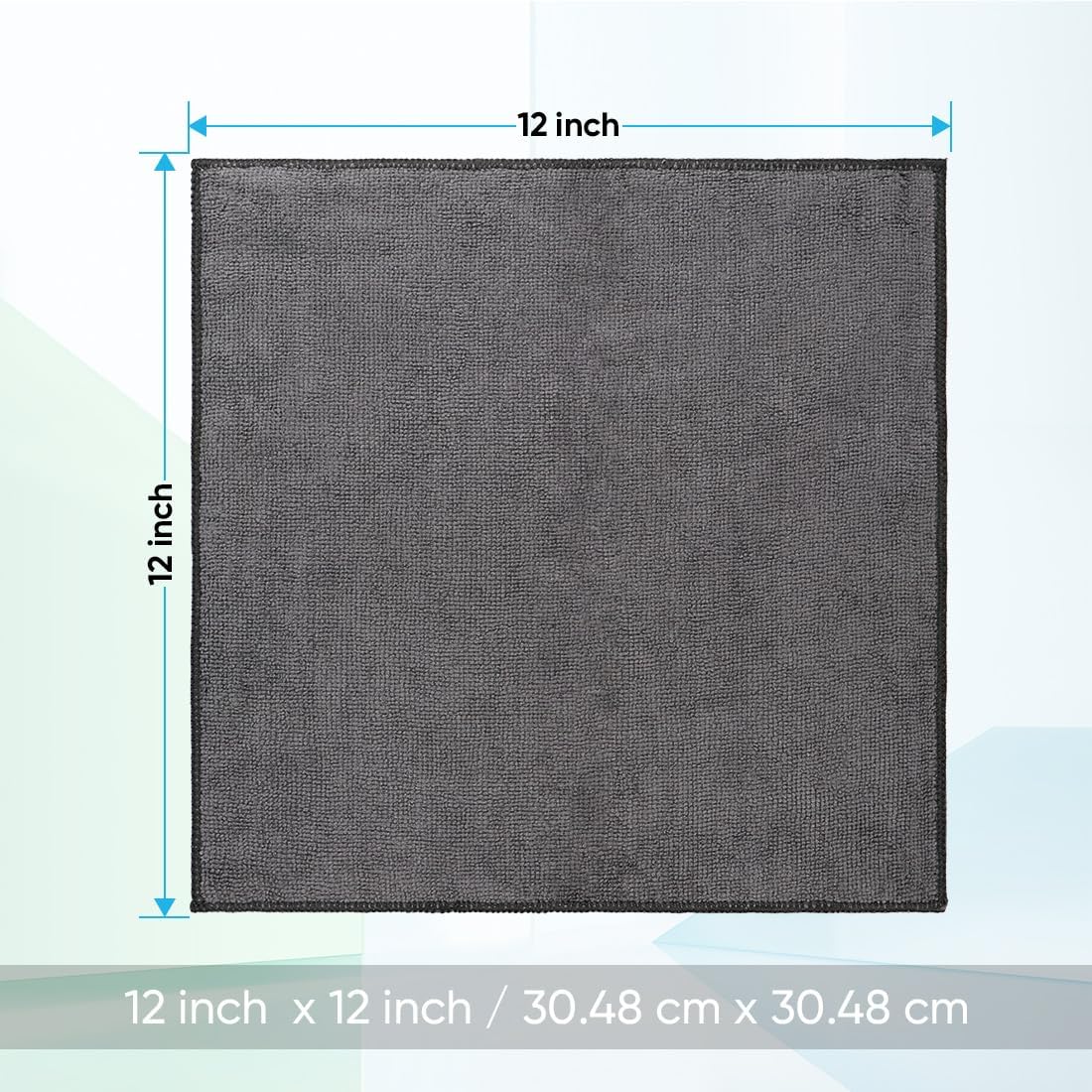 HOMEXCEL Microfiber Washcloths 12 Pack, Highly Absorbent and Soft Face Towel, Multi-Purpose Grey Wash Cloths for Bathroom, Hotel, Spa, Gym, and Kitchen, 12x12 Inch