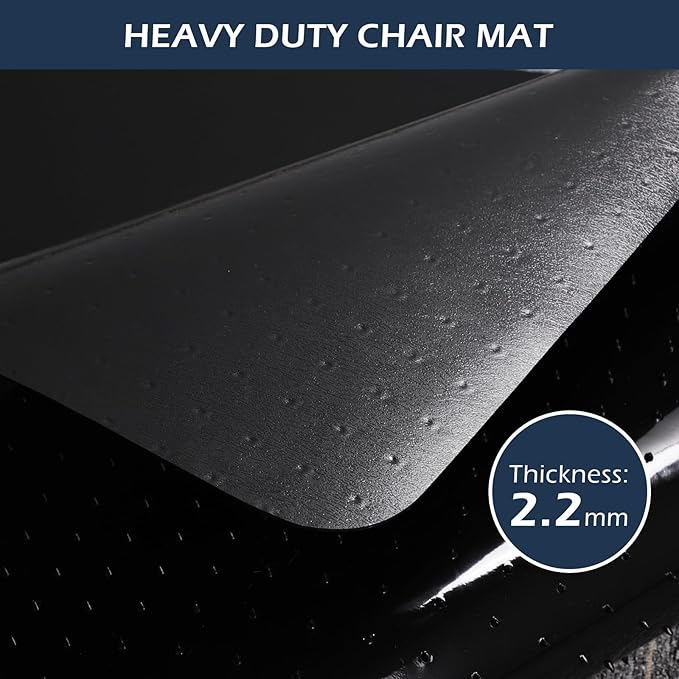 SALLOUS Office Chair Mat for Carpet, 48in x 36in Heavy Duty, Gaming Chair Mat with Grips, Rolling Desk Chair Floor Mat for Home Office (Black, Extended Lip)