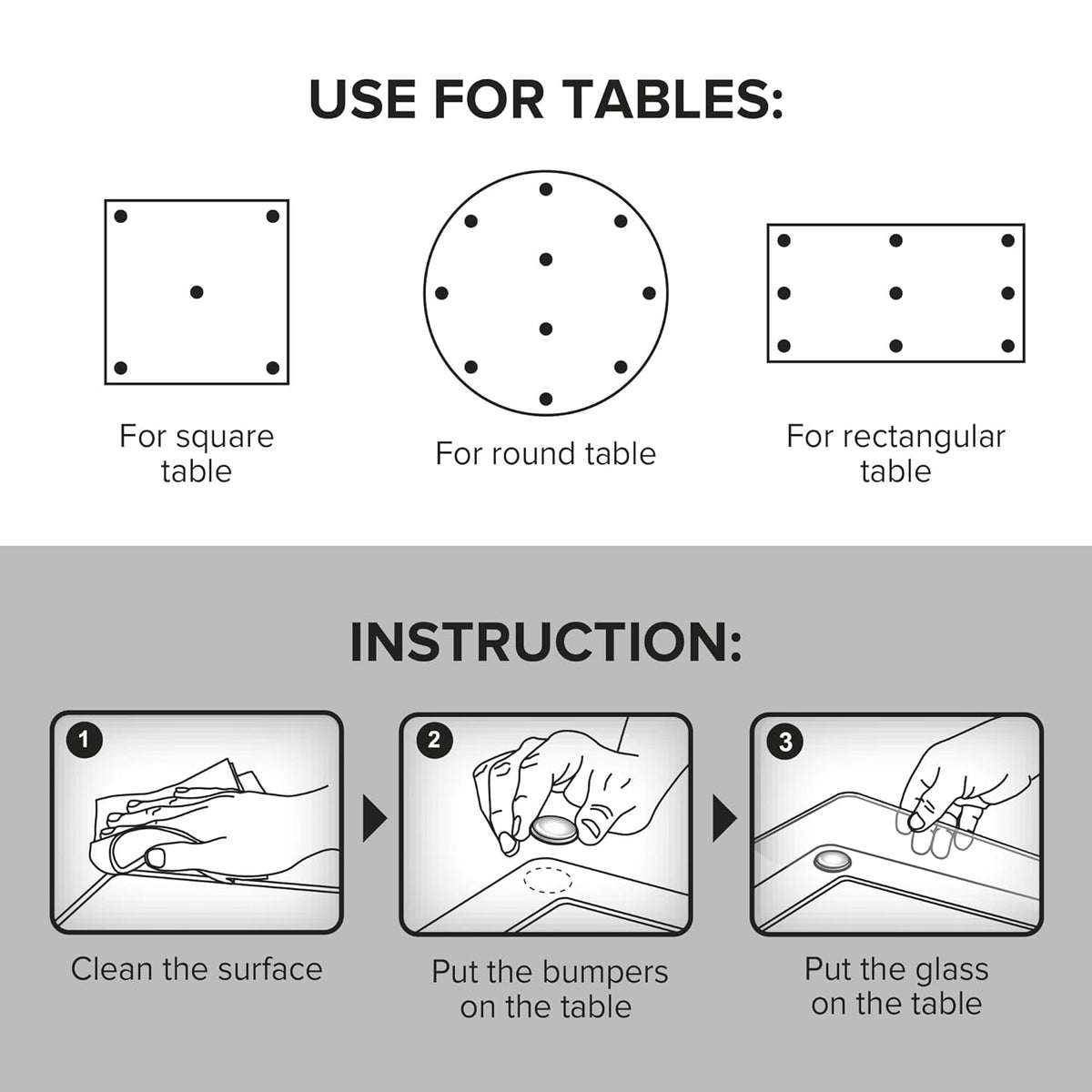 X-Protector Glass Table Top Bumpers - 20 PCS 1.2"- Non-Adhesive Glass Table Top Anti Slip Pads - Clear Rubber Glass Table Top Grippers - Glass Table Protector to Keep Glass Table Top from Sliding!