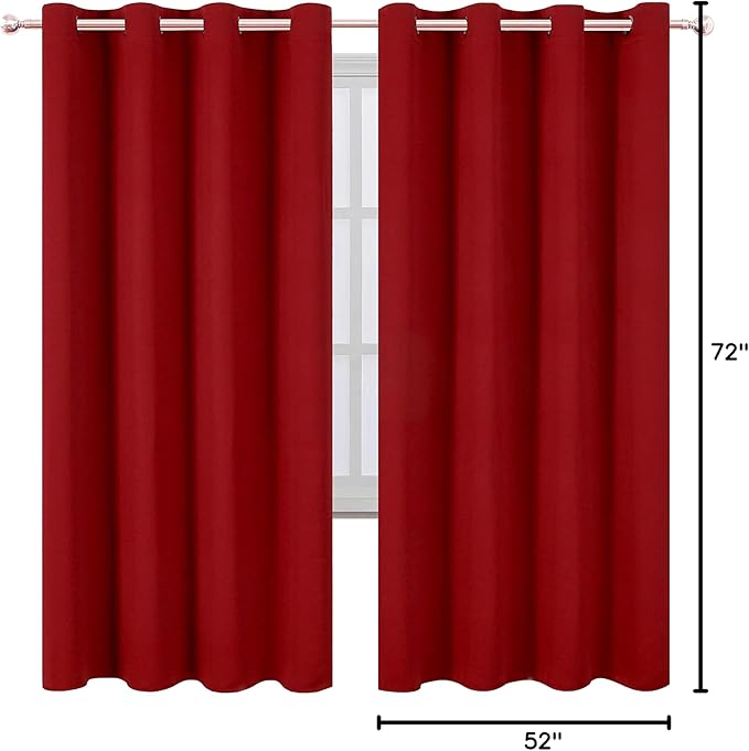 LEMOMO Red Thermal Blackout Curtains/52 x 72 Inch/Set of 2 Panels Room
