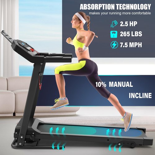 FLIMDER Folding Treadmills for Home, Treadmills with Incline Compact Treadmill 300 LBS Capacity with 12 HIIT Modes LED Display Walking Pad Treadmill with Large Running Area