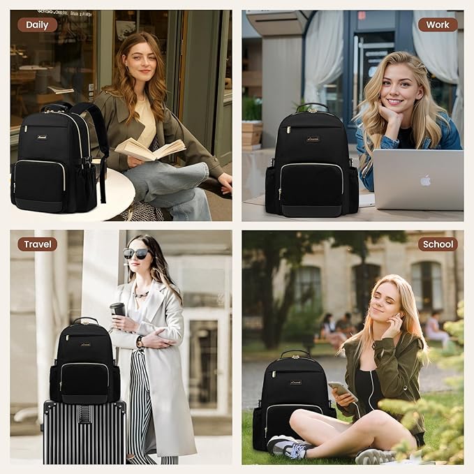 LOVEVOOK Laptop Backpack for Women with Pouch Pocket for Large Capacity Cup,18 Inch Laptop Computer Bag Travel Backpack Purse,Waterproof Work Business Backpack College Teacher Bags,Dark Purple