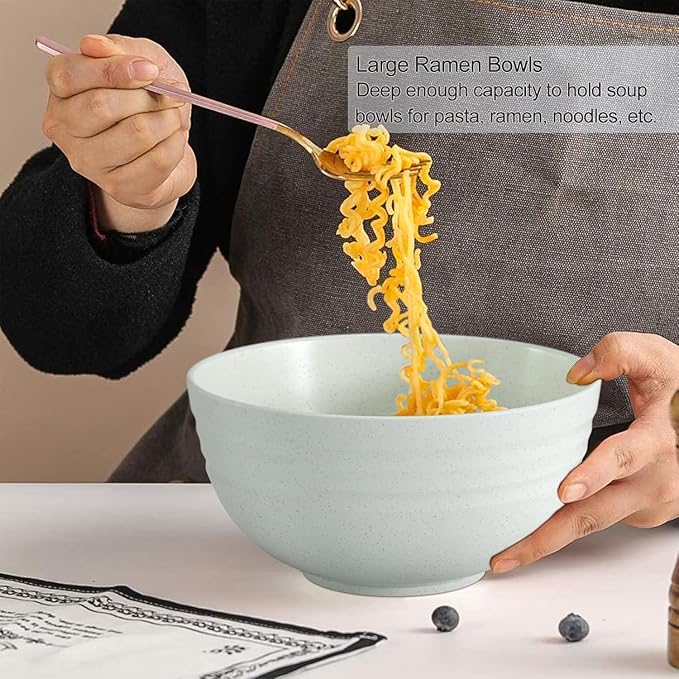 Homestockplus 【Non Ceramic】 68 Oz Salad Bowls,Large Serving Bowls 6 Pcs Unbreakable Ramen Bowl for Salad,Soup,Ramen,Noodle,Oatmeal,Snack Apply to Kitchen, Freezer,Dishwasher & Microwave Safe