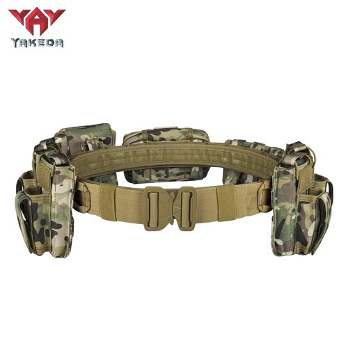 YAKEDA Tactical Battle Belts for Men- Quick Release Trigger Airsoft Belt Heavy Duty Belts with Pouches 7 PCS (CP)