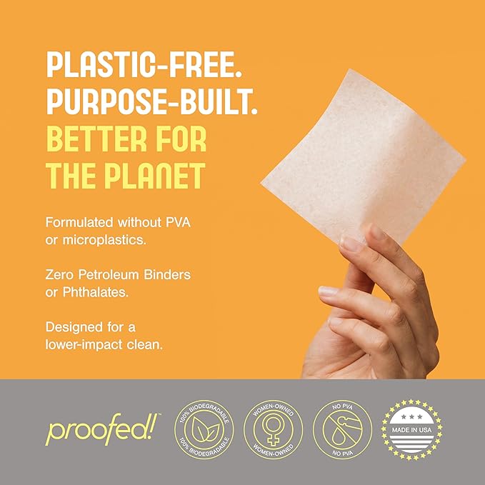 Proofed! Laundry Detergent Sheets, 96 Count, Sport Scent, The Only 100% Plastic-Free Sheet, No PVA or PVOH, Hypoallergenic, Bio-Based Ingredients, Made in USA, 3 Boxes
