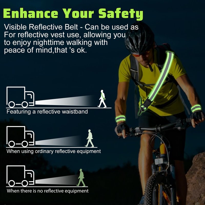 High Visibility Reflectives Safety Running Belts Reflective Sash for Walking at Night Reflective Running Gear Night Walking Safety Gear Reflectives Sash with 2 Pcs Reflectivees Armbands for Men Women
