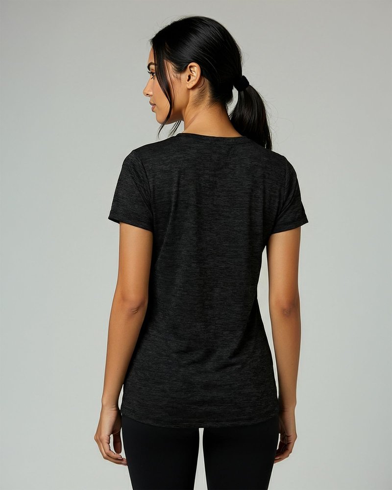 Real Essentials 5 Pack: Women's Dry-Fit Short Sleeve V Neck T Shirt Workout Fitness Yoga Top Tee, Set 7, L