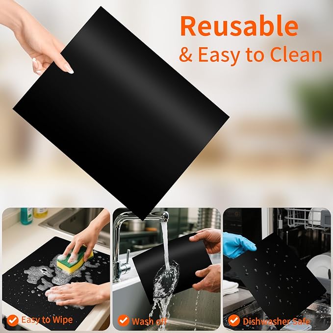 Oven Liners for Bottom of Oven, Heavy Duty Non-stick Teflon Oven Mat for Bottom of Oven, Reusable Oven Liners for Bottom of Electric Oven, BPA & PFOA Free, 23.6"X 15.7", 2/4 Pack