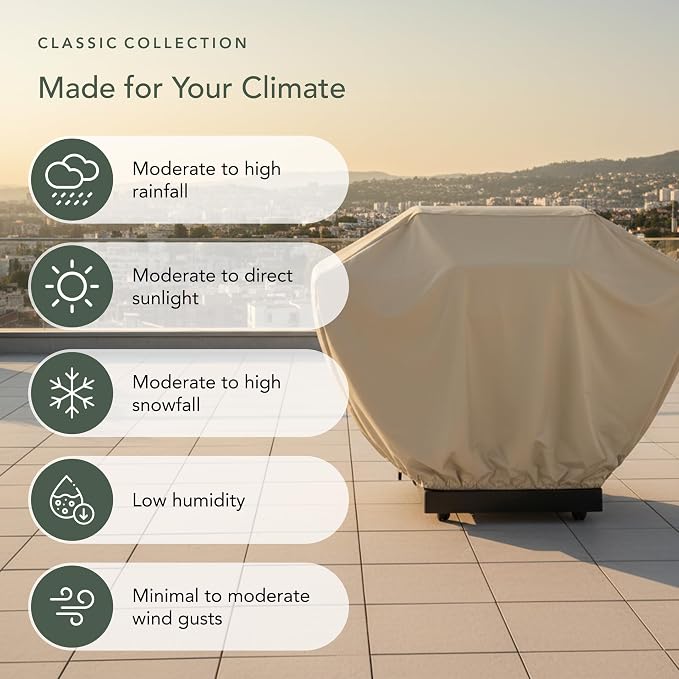 Covermates Classic Grill Cover - All-Weather Heavy Duty Outdoor BBQ Cover with Water-Resistant 12-Gauge Vinyl, Mesh Vents, Protection for Large Outdoor Grills, 60 Inch, Classic Tan