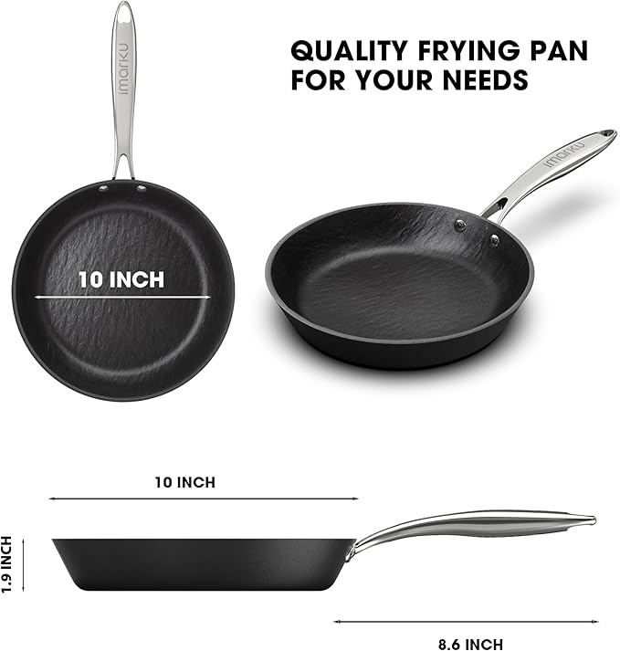 imarku Non Stick Frying Pans - 10 inch Frying Pan Nonstick Skillet, Egg Pan Omelette with Cool Stainless Steel Handle, Dishwasher Safe for Cooking, Best Gifts for Women/Men