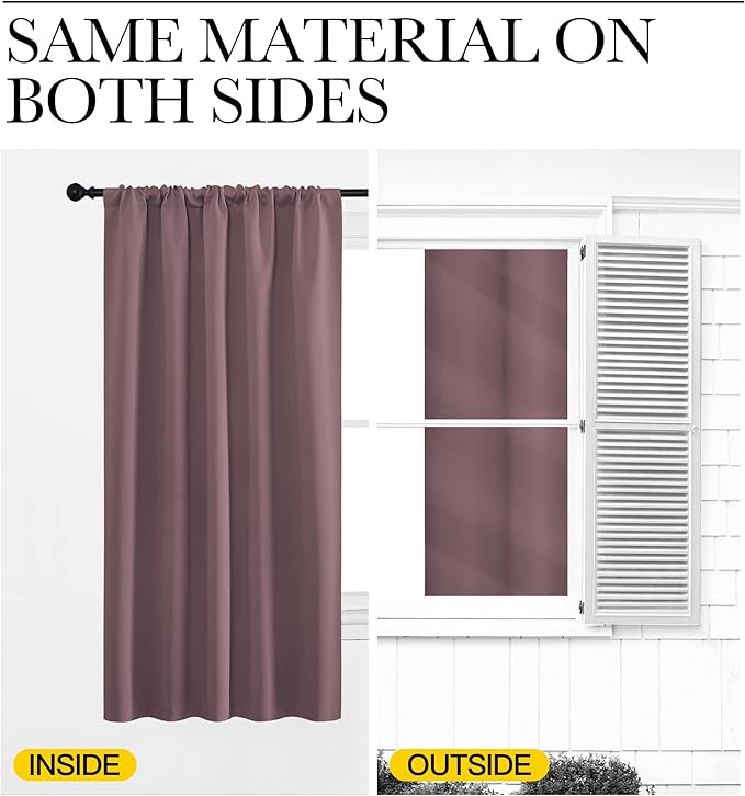 NICETOWN 2 Panels Blackout Curtains, Rod Pocket Window Curtains Room Darkning