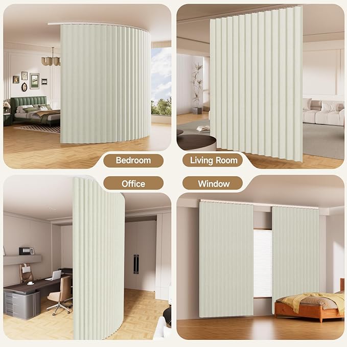 Room Divider Ceiling Curtains W/Flexible Track Sets, inch Extra Long Blackout