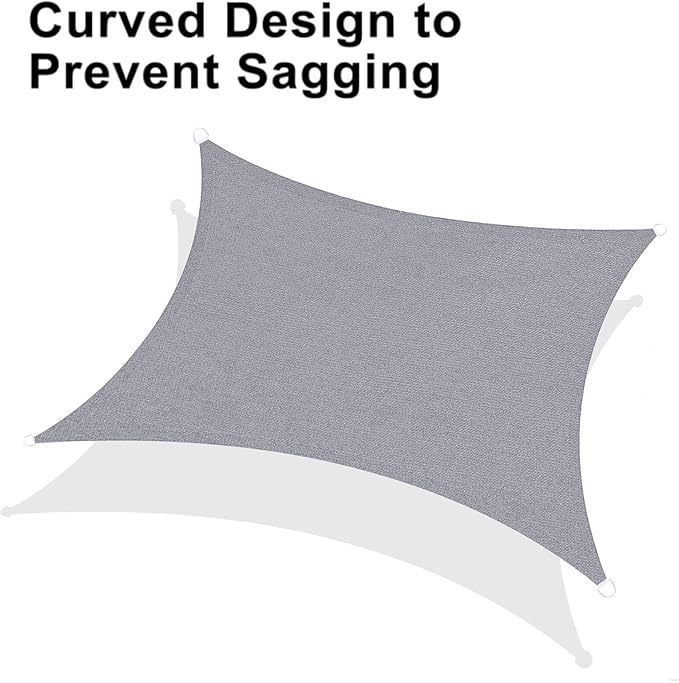LOVE STORY Custom Size 4'x10' Silver Grey Sun Shade Sail Rectangle UV Block Canopy Patio Sail Sunshades Fabric for Outdoor Garden Carport (We Make Custom Size)