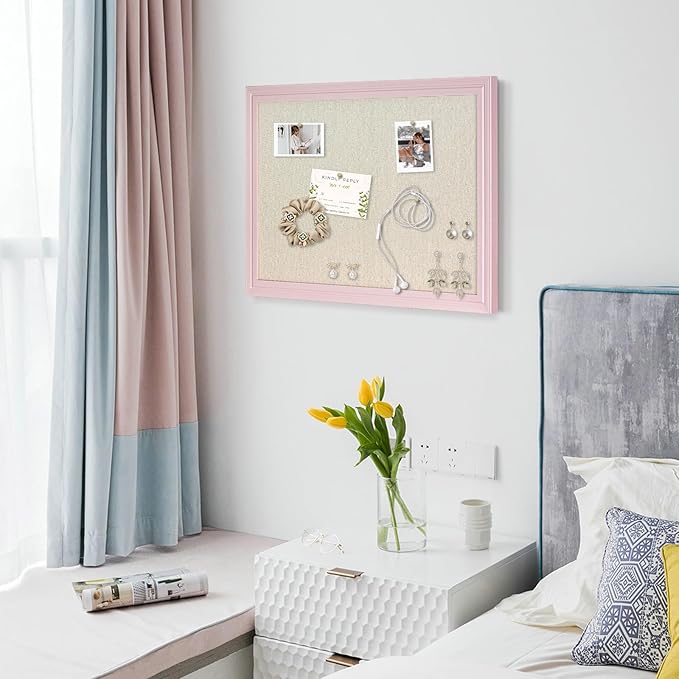 Large Cork Board with Linen, Picture Display Vision Board Corkboards