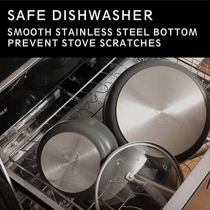 MSMK 3.5 Quart Non stick Sauce Pan with lid, Stay-Cool Handle, Burnt also Nonstick, PFOA Free Non-Toxic, Scratch-resistant, Induction Cooking Pot